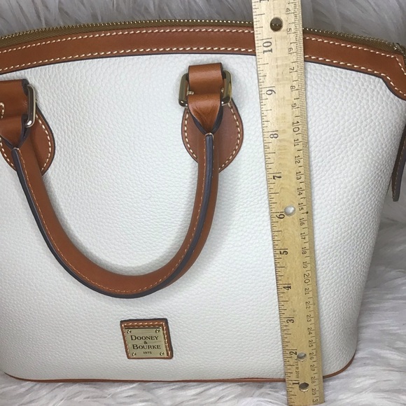 Dooney & Bourke pebble leather domed satchel in bone - Picture 6 of 12